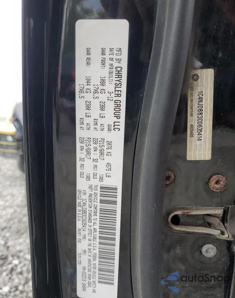 2012 Jeep Compass Sport z USA, uszkodzony, nr VIN 1C4NJDBB3CD635414